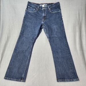 Eddie Bauer Jeans 34x28 Mid Rise Straight Leg Dark Wash Stretch Tagged 36x30